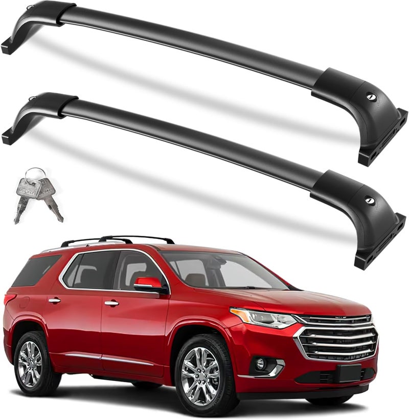 KINGGERI 260lbs Lockable Roof Rack Cross Bar Compatible with Chevrolet Chevy Traverse 2018-2021. Heavy Duty All Aluminum Crossbars Rooftop Cargo Basket Luggage Kayak Canoe Snowboard Bike - Image 1